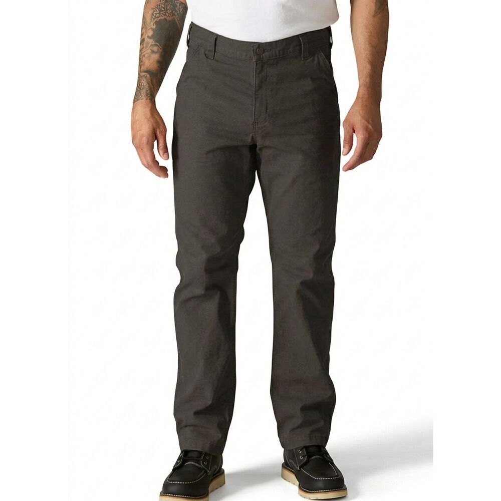 Carhartt Dark Gray Rigby Dungaree Rugged Flex Straight Fit Canvas Pants 44x32